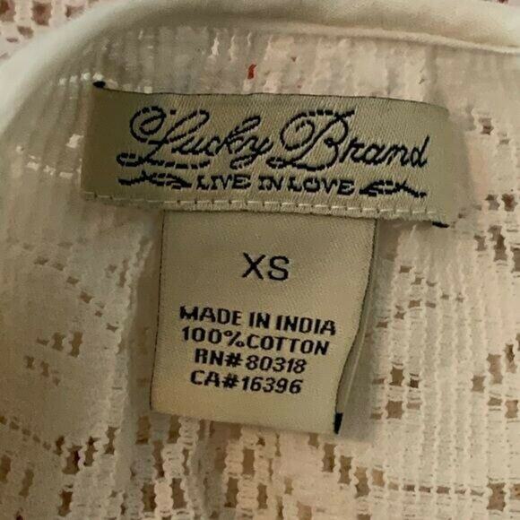 Lucky Brand Ivory Victorian Button Boho Tunic Blouse size XS - Picture 3 of 9